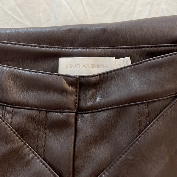 Jonathan Simkhai - Tessa Vegan Leather Tie Waist Pant In Brown - Picture 3 of 10